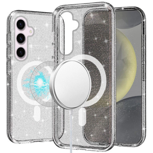 Crystal Glitter Fusion Case with MagSafe Magnetic Ring for Samsung Galaxy S26 Plus - Smoke
