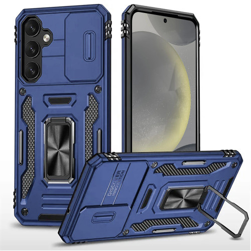 Military Grade Ring Holder Case with Camera Lens Cover for Samsung Galaxy A37 5G - Blue