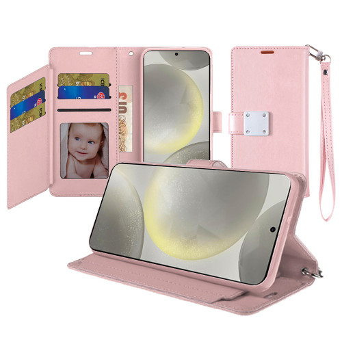 Extra Series Essential Leather Wallet Stand Case for Samsung Galaxy A37 5G - Rose Gold