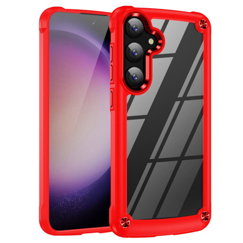 Military Grade Tough Shield Snap-on Transparent Case for Samsung Galaxy S25 FE - Red