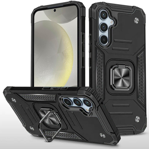 Military Grade Robust Series Dual Layer Hybrid Case with Ring Grip for Samsung Galaxy S25 FE - Black