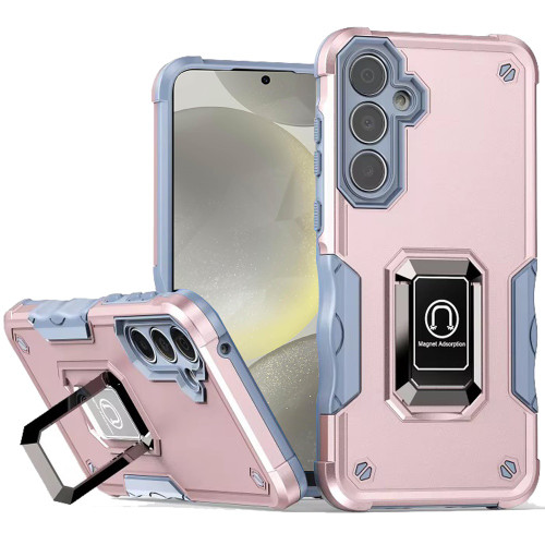 Military Grade Shockproof Hybrid Armor Case with Ring Grip for Samsung Galaxy S25 FE - Rose Gold