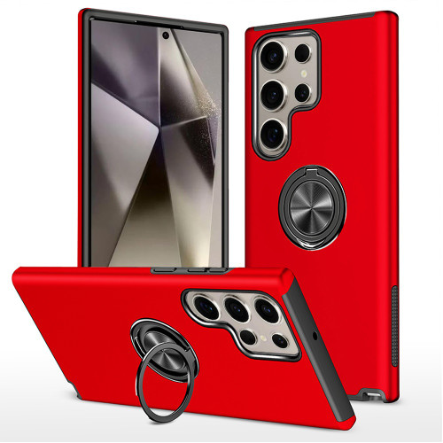360 Rotating Ring Grip Hybrid Case for Samsung Galaxy S26 Ultra - Red