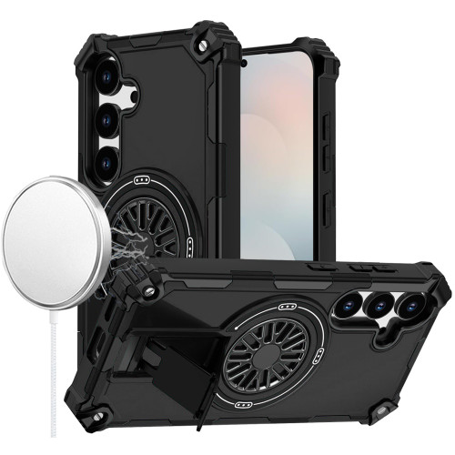 Military Grade Magnetic Tough Ultra Rugged Hybrid Case with Kickstand for Samsung Galaxy S26 - Black