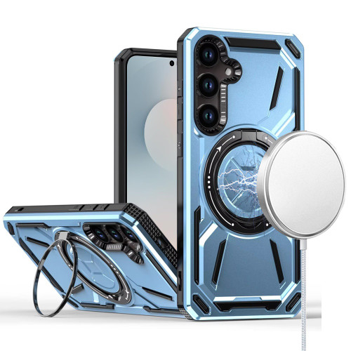 Military Grade Magnetic Hybrid Armor Case with Rotating Kickstand for Samsung Galaxy S26 Plus - Blue