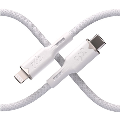 360 Electrical Fluid Nylon Braided MFi Certified Lightning Connector to USB-C Charge and Sync Cable - White