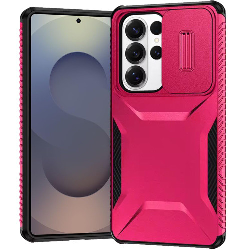 Combat Tough Series Hybrid Case with Camera Lens Cover for Samsung Galaxy S26 Ultra - Hot Pink