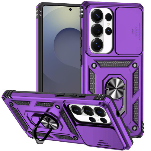 Military Grade Hybrid Case with Ring Grip and Camera Lens Protector for Samsung Galaxy S26 Ultra - Purple