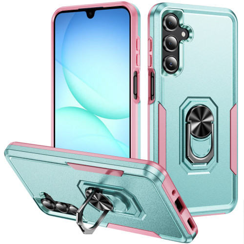 Military Grade TUFF Shockproof Hybrid Armor Case with Ring Grip for Samsung Galaxy A17 5G - Teal Pink