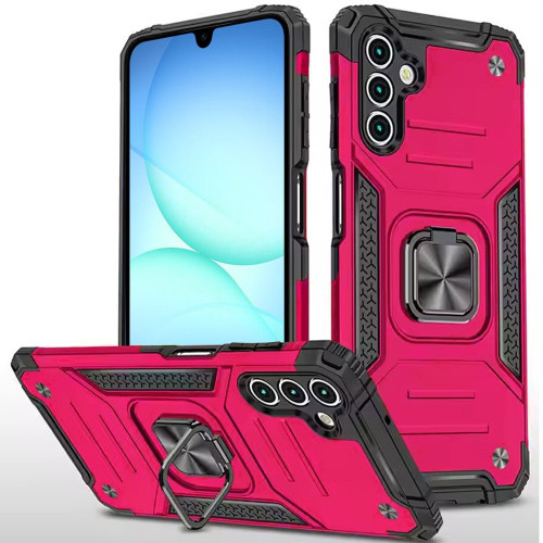 Military Grade Robust Series Dual Layer Hybrid Case with Ring Grip for Samsung Galaxy A17 5G - Hot Pink