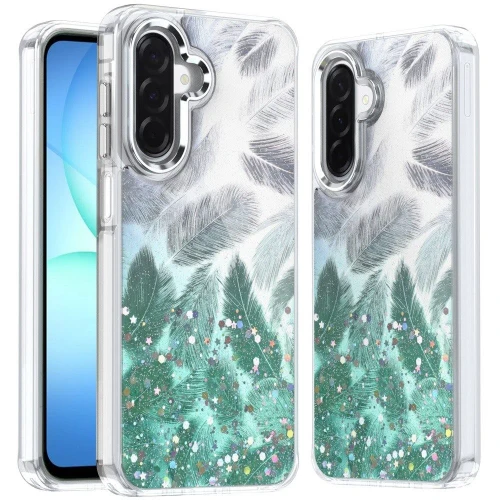 Feather Series Epoxy Glitter Hybrid Case for Samsung Galaxy A17 5G - Green