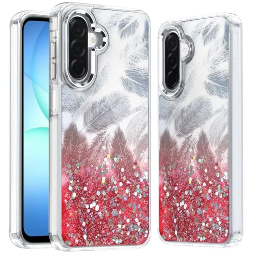 Feather Series Epoxy Glitter Hybrid Case for Samsung Galaxy A17 5G - Red