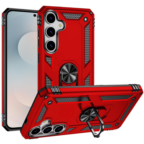 Military Grade Hybrid Case with Ring Grip for Samsung Galaxy S26 - Red