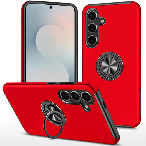 360 Rotating Ring Grip Hybrid Case for Samsung Galaxy S26 Plus - Red