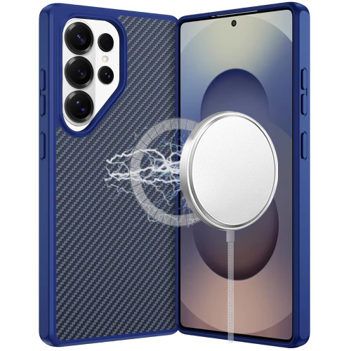 Carbon Fiber Series Magnetic Hybrid Case for Samsung Galaxy S26 Ultra - Blue