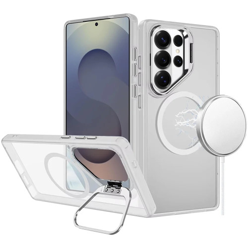 InFrame Series Magnetic Matte Case with Camera Ring Stand for Samsung Galaxy S25 Ultra - Clear