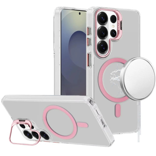 InFrame Series Magnetic Crystal Case with Camera Ring Stand for Samsung Galaxy S26 Ultra - Pink