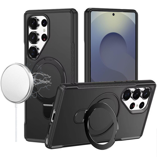 Magnetic Armor Stand Case for Samsung Galaxy S26 Ultra - Black