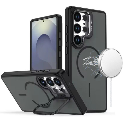 Case Pro Series Magnetic Matte Case with Camera Ring Stand for Samsung Galaxy S25 Ultra - Black