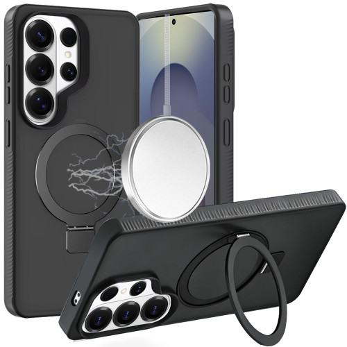 Frosted Magnetic Stand Case for Samsung Galaxy S26 Ultra - Black