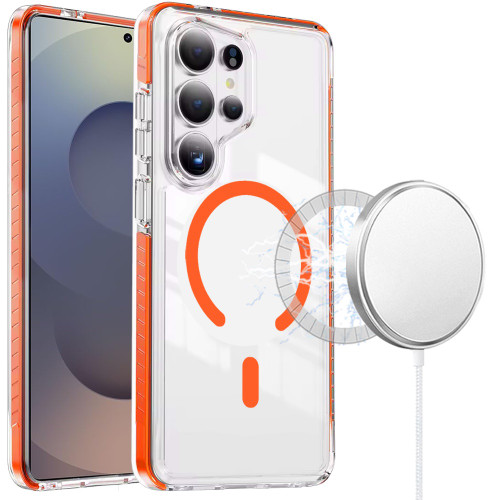 Magnetic Transparent Protective Bumper Case for Samsung Galaxy S26 Ultra - Cosmic Orange