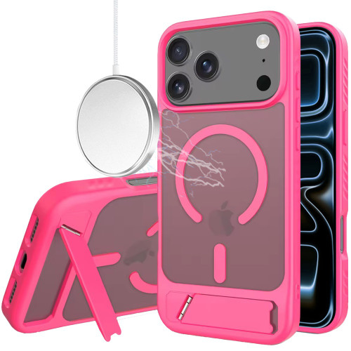 Shade Series MagSafe Matte Hybrid Case with Kickstand for iPhone 17 Pro Max - Hot Pink