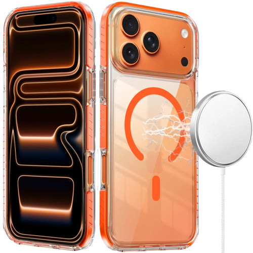 Transparent Crystal Edge Bumper Case with MagSafe for iPhone 17 Pro Max - Cosmic Orange
