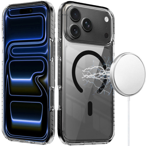 Transparent Crystal Edge Bumper Case with MagSafe for iPhone 17 Pro - Black