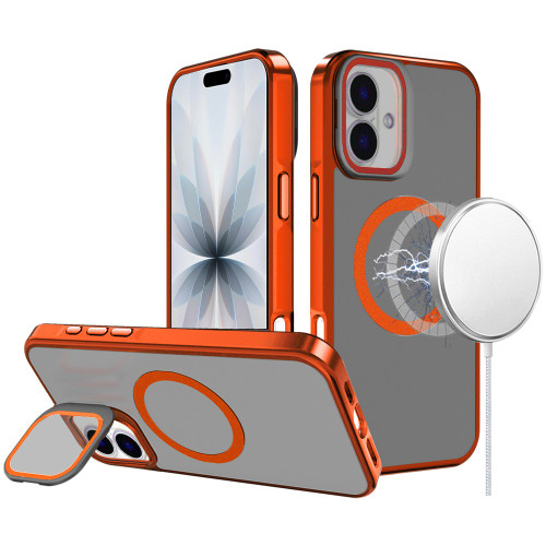 InFrame Series MagSafe Hybrid Case with Aluminum Camera Ring Stand for iPhone 17 - Cosmic Orange