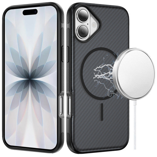 Carbon Fiber Series Hybrid Case with MagSafe for iPhone 17 - Black