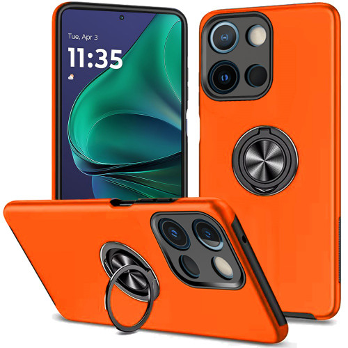 Military Grade 360 Rotating Ring Grip Hybrid Case for Motorola Moto G Stylus 2026 / 2025 - Cosmic Orange