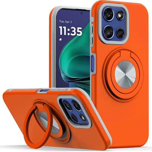 Circular Series Hybrid Case with Rotating Ring Stand for Motorola Moto G Stylus 2026 / 2025 - Cosmic Orange
