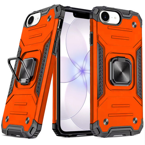 Military Grade Robust Series Hybrid Case with Ring Grip for iPhone 17e / 16e - Cosmic Orange