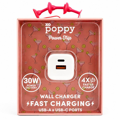 XO Poppy PD 30W 2 Port USB-C and USB-A GaN Technology Wall Charger
