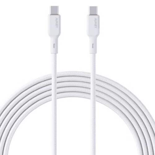 Aukey Circlet Blink 60W USB-C to USB-C Nylon Braided Charge & Sync Cable 1.8M - White