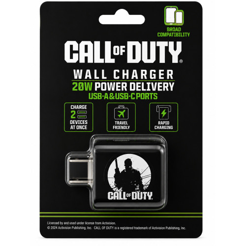Orbit Innovations Official Licensed 20W Power Delivery 2 Port USB-C and USB-A Wall Charger - Call Of Duty