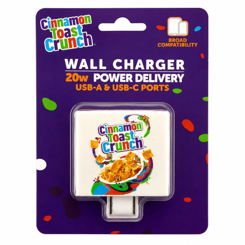 Orbit Innovations Official Licensed 20W Power Delivery 2 Port USB-C and USB-A Wall Charger - Cinnamon Toast Crunch