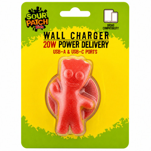 Orbit Innovations Official Licensed 20W Power Delivery 2 Port USB-C and USB-A Wall Charger - Sour Patch Kids