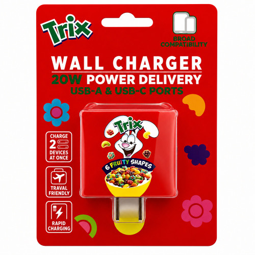 Orbit Innovations Official Licensed 20W Power Delivery 2 Port USB-C and USB-A Wall Charger - Trix