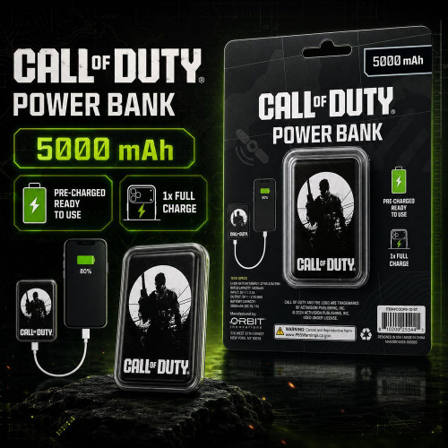 Orbit Innovations Official Licensed Portable 5000mAh Power Bank Dual USB-C + USB-A Battery Charger - Call Of Duty