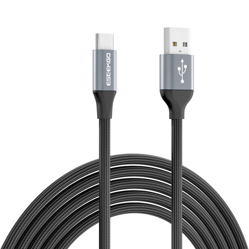 3.3 ft USB-C to USB-A High-Speed Charge and Sync Nylon Braided Cable - Black