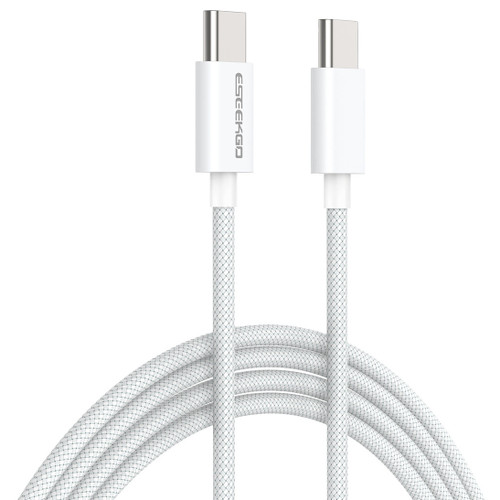 10 ft. High-Speed 3A Braided USB-C to USB-C Charge & Sync Cable - White