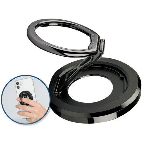 Adjustable 360° Rotation Magnetic Phone Ring Holder and Kickstand for MagSafe - Black