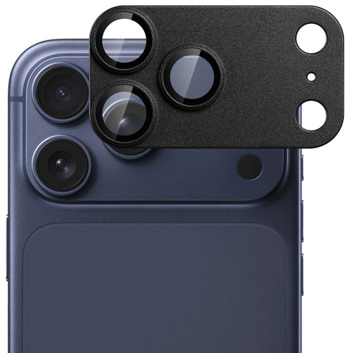 Unibody Matte Metal Tempered Glass Camera Lens Protector for iPhone 17 Pro Max - Black