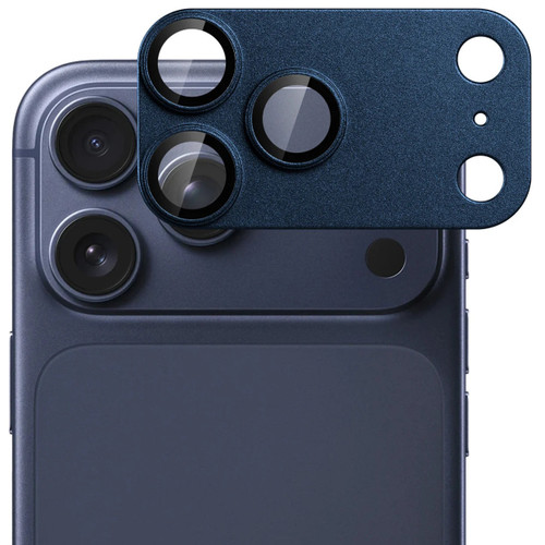 Unibody Matte Metal Tempered Glass Camera Lens Protector for iPhone 17 Pro Max - Blue