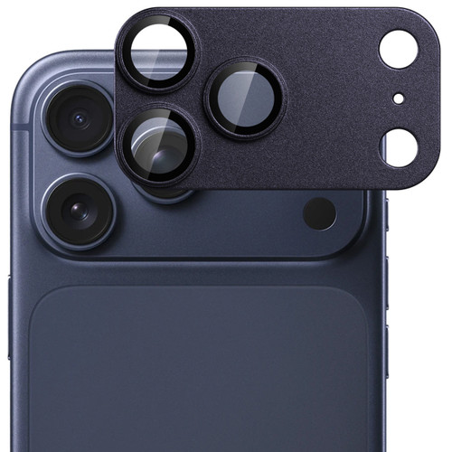 Unibody Matte Metal Tempered Glass Camera Lens Protector for iPhone 17 Pro - Dark Purple