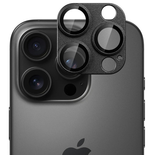 Unibody Matte Metal Tempered Glass Camera Lens Protector for iPhone 16 Pro / iPhone 16 Pro Max - Black