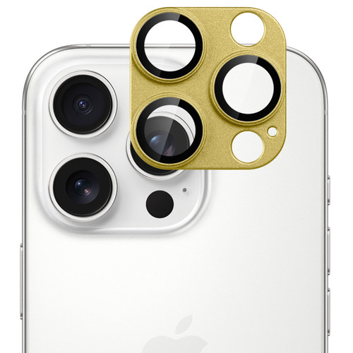 Unibody Matte Metal Tempered Glass Camera Lens Protector for iPhone 15 Pro / iPhone 15 Pro Max - Gold