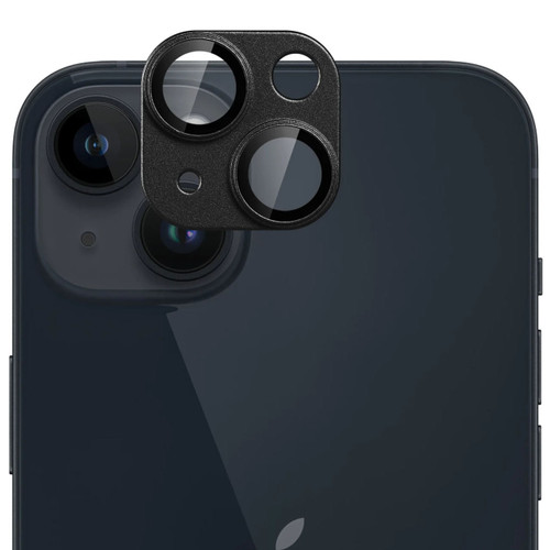 Unibody Matte Metal Tempered Glass Camera Lens Protector for iPhone 14 / iPhone 14 Plus - Black