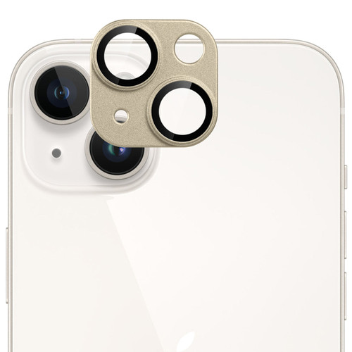 Unibody Matte Metal Tempered Glass Camera Lens Protector for iPhone 14 / iPhone 14 Plus - Desert Gold